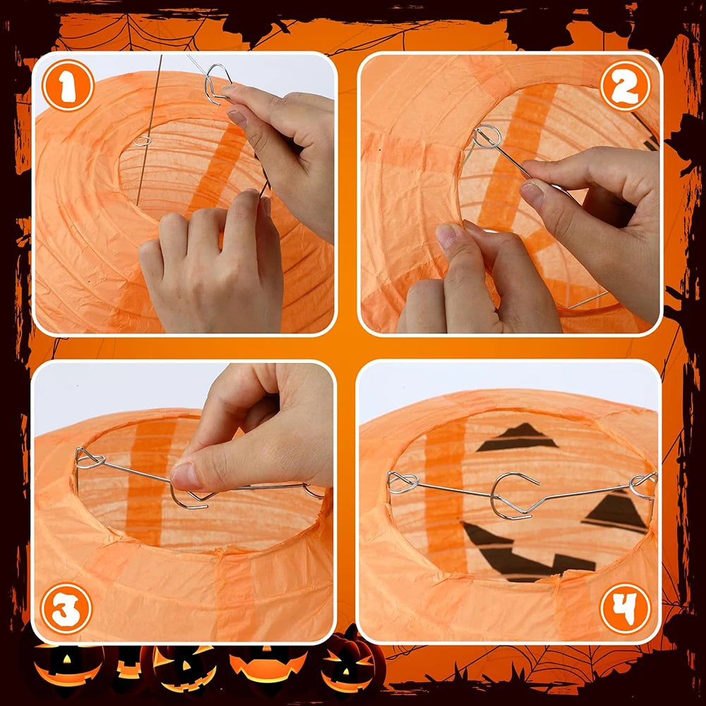 5-Piece Hanging Pumpkin Paper Lantern Set