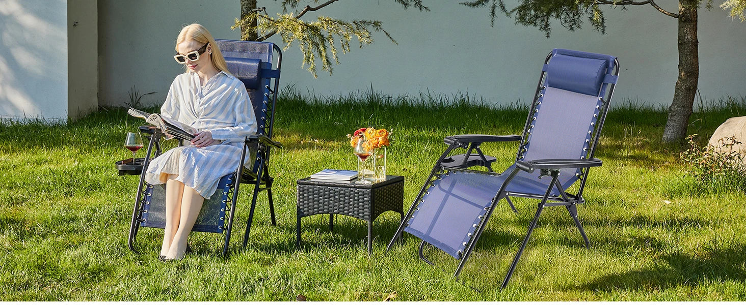 Set of 2 Zero-Gravity Outdoor Recliners