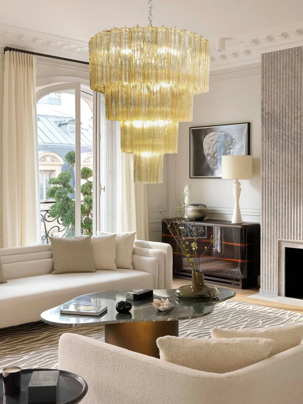Art Glass Dimmable LED Chandelier