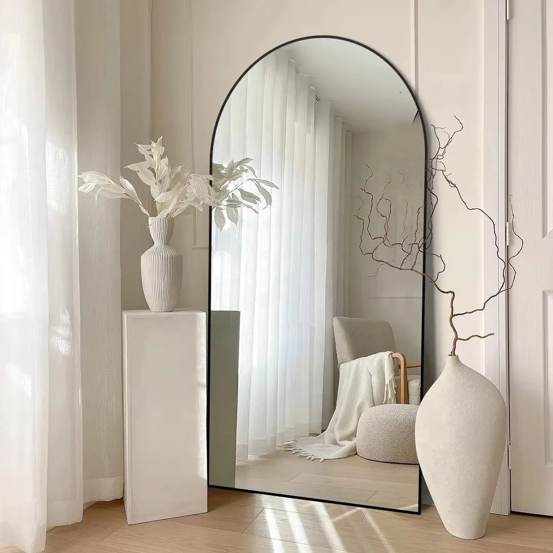 Minimalist Black Metal Arched Mirror — WESTMERE
