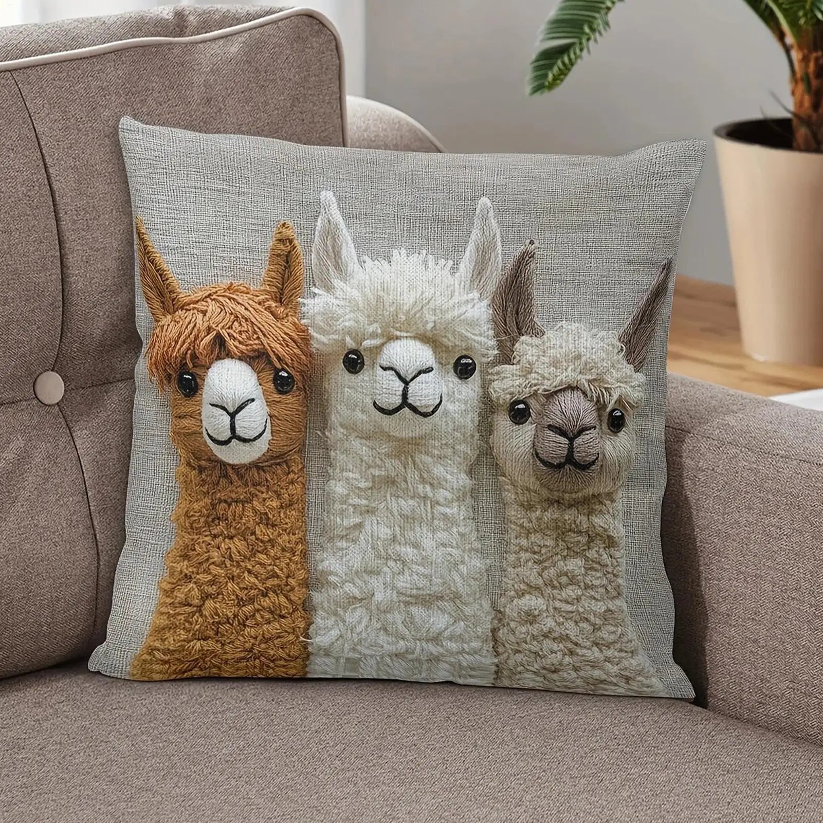 Alpaca Farmhouse Throw Pillow Cover