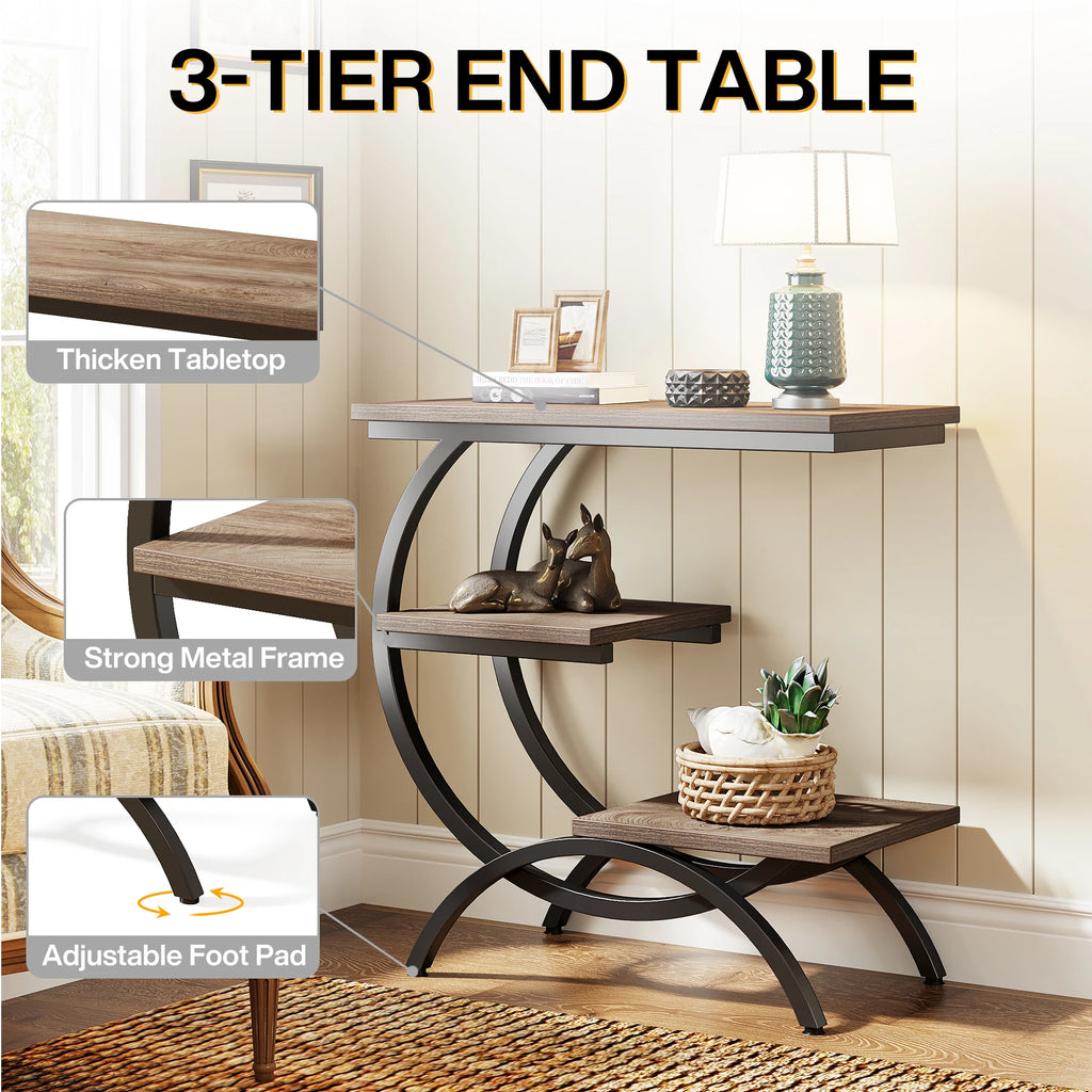 3-Tier C-Shaped Side Table