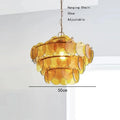Murano-Style Green & Amber Cut-Glass Disc Chandelier