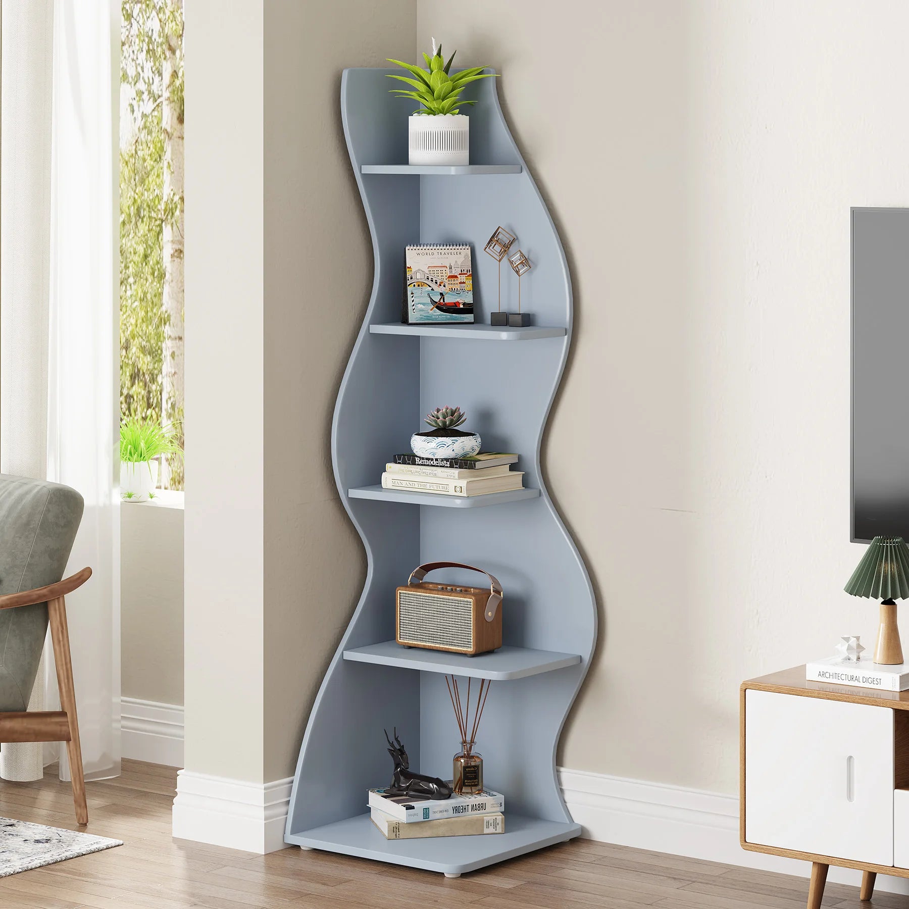 5-Tier Corner Bookshelf