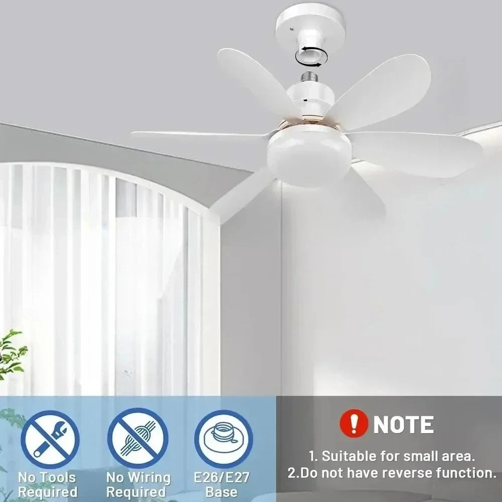 E27 Remote-Control Ceiling Fan with Light