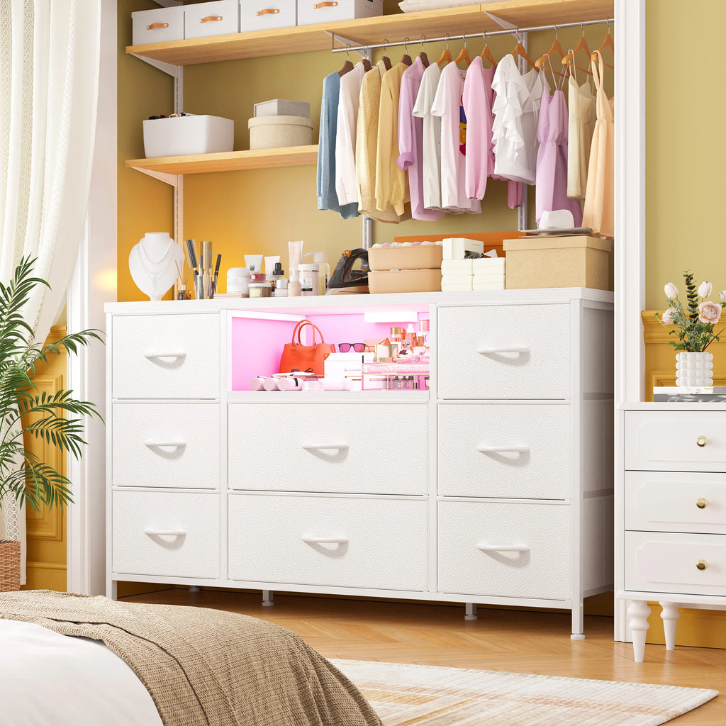 8-Drawer Media Dresser with Charging Station