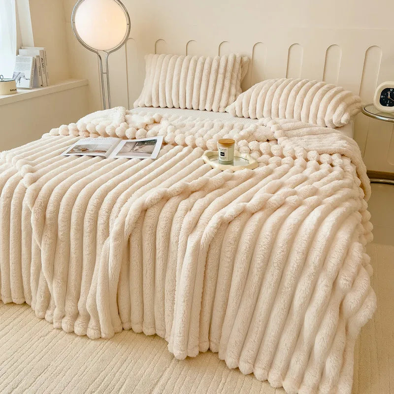 Faux Rabbit Fur Throw Blanket