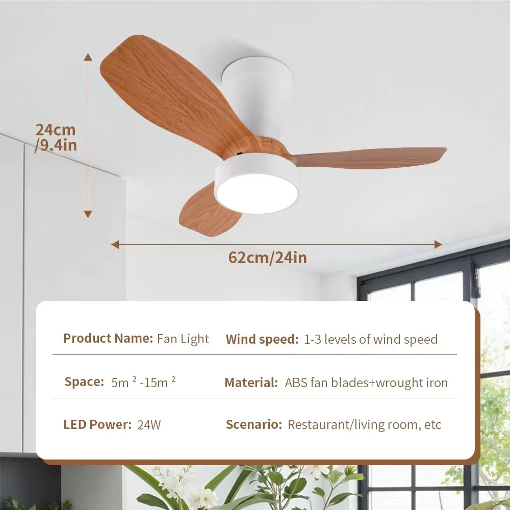 Dc Dimmable Remote-Control LED Ceiling Fan with Light
