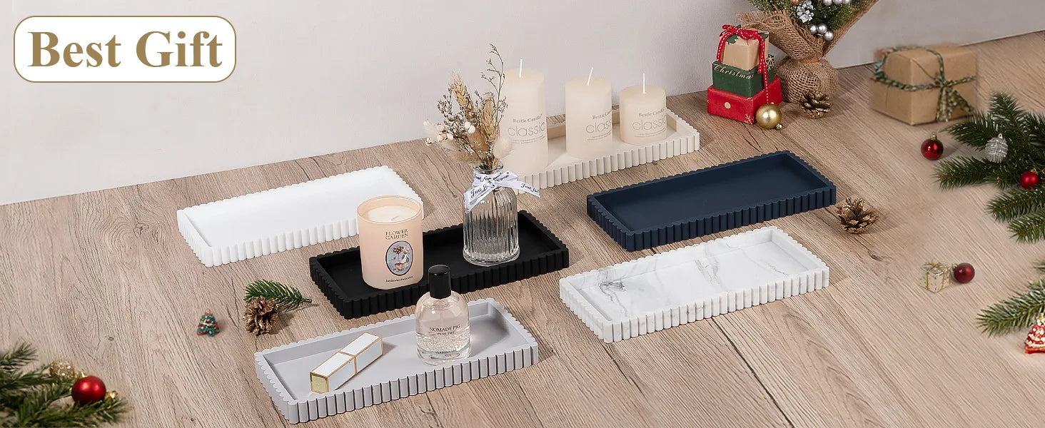Silicone Wave-Edge Vanity Tray