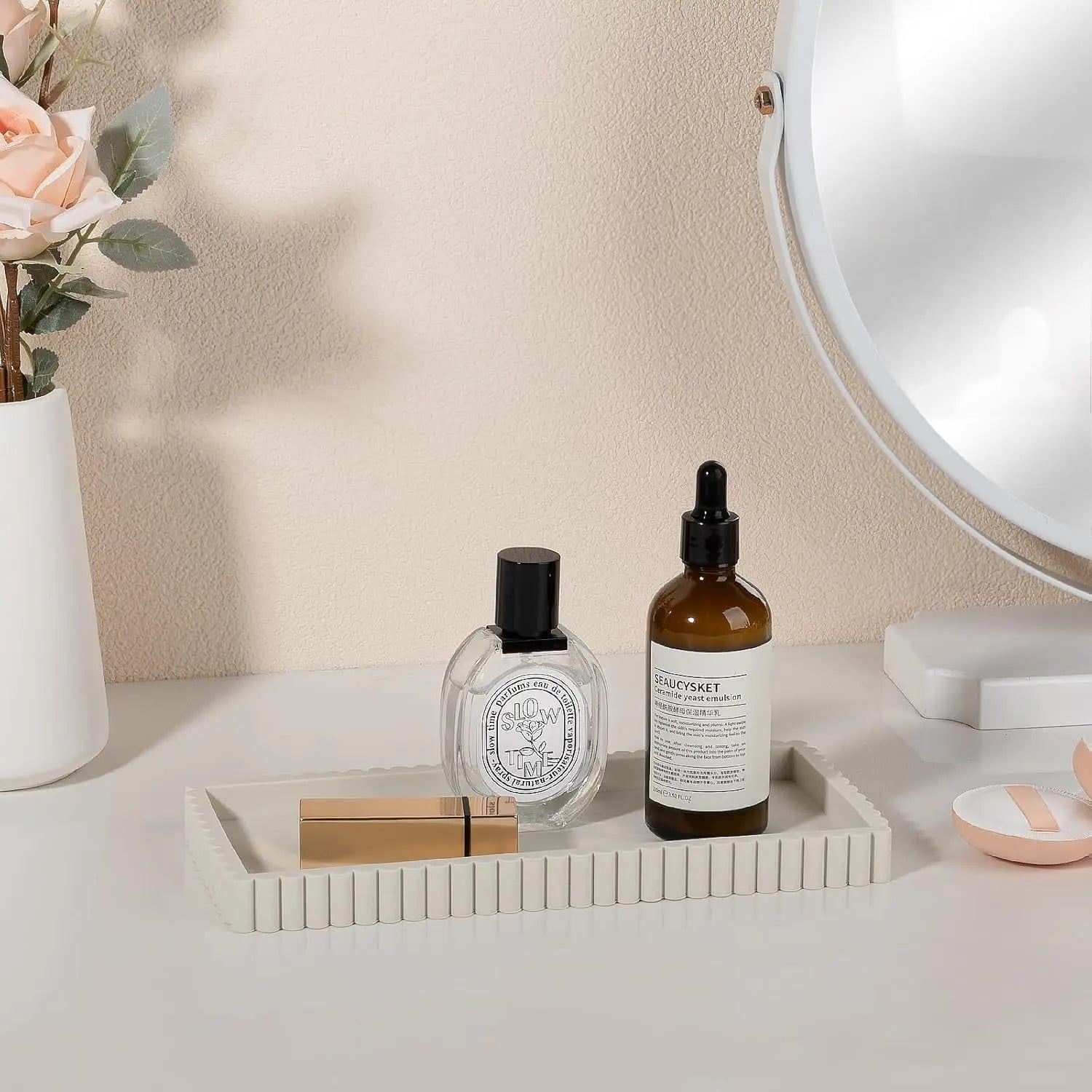 Silicone Wave-Edge Vanity Tray