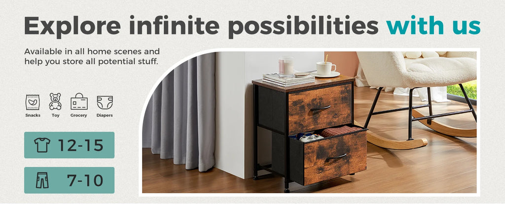 Fabric Drawer Nightstand