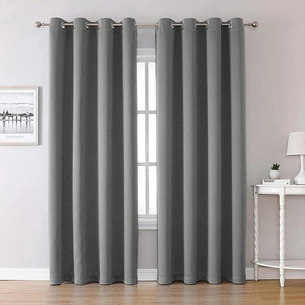 Blackout Thermal Curtains with Inner Lining, Noise Reduction Drapes for Bedroom Balcony Window, Thickened Privacy Shades