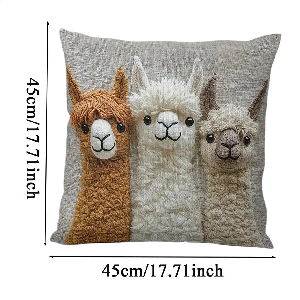 Alpaca Farmhouse Throw Pillow Cover