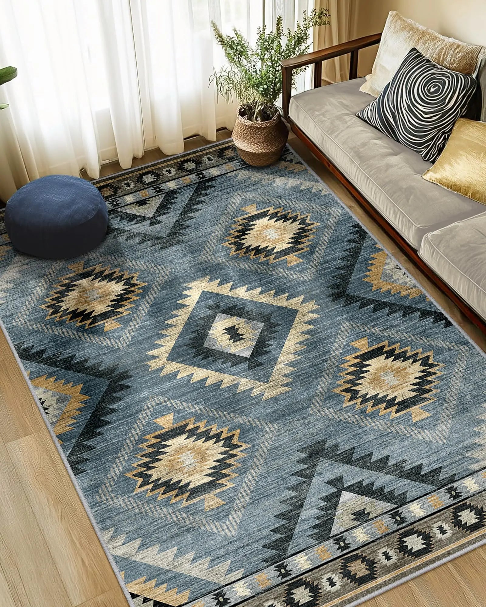 Southwestern Washable Area Rug