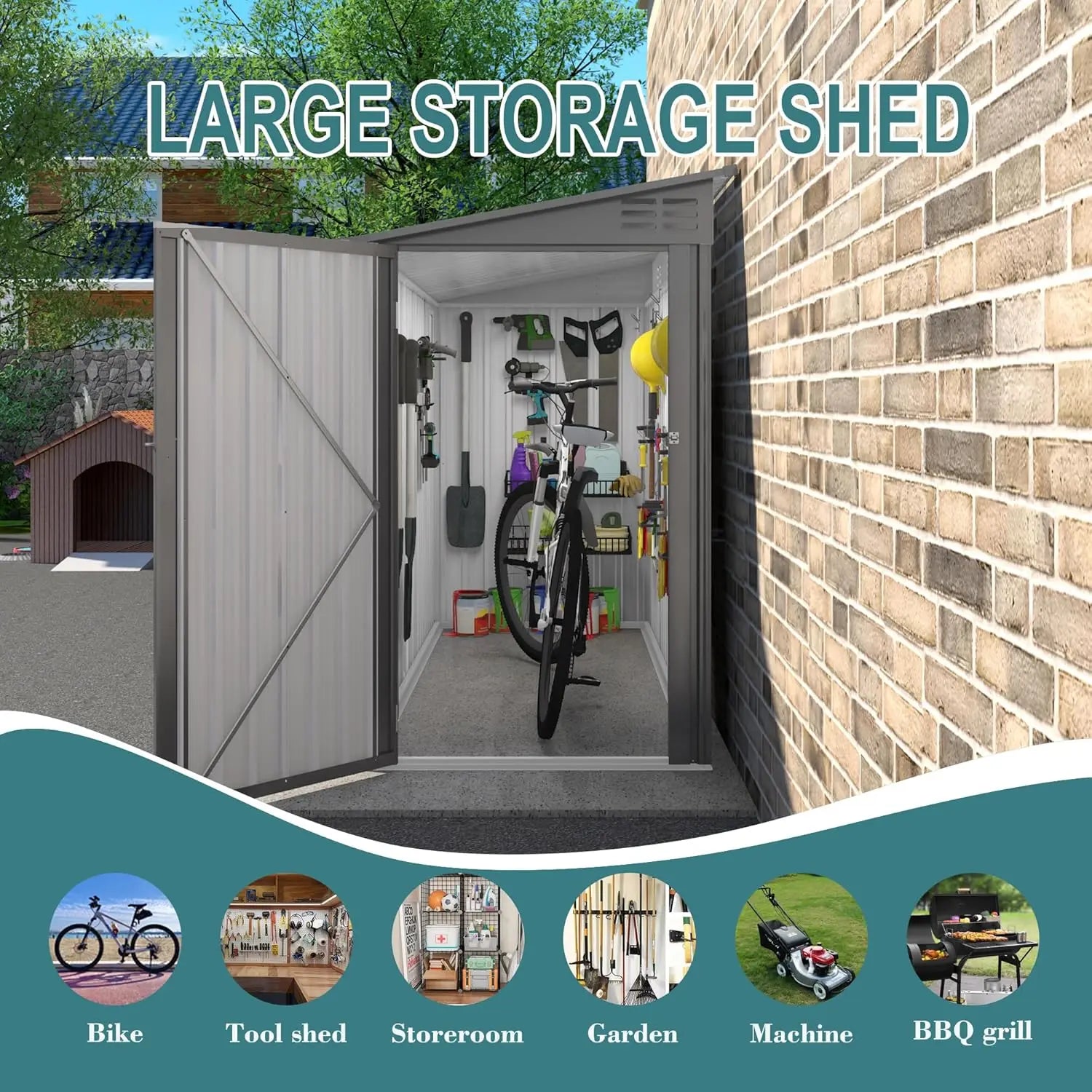 Outdoor Waterproof Metal Storage Shed