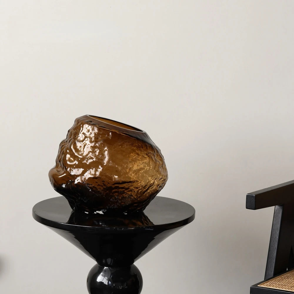 Rock-Textured Nordic Glass Vase — WESTMERE