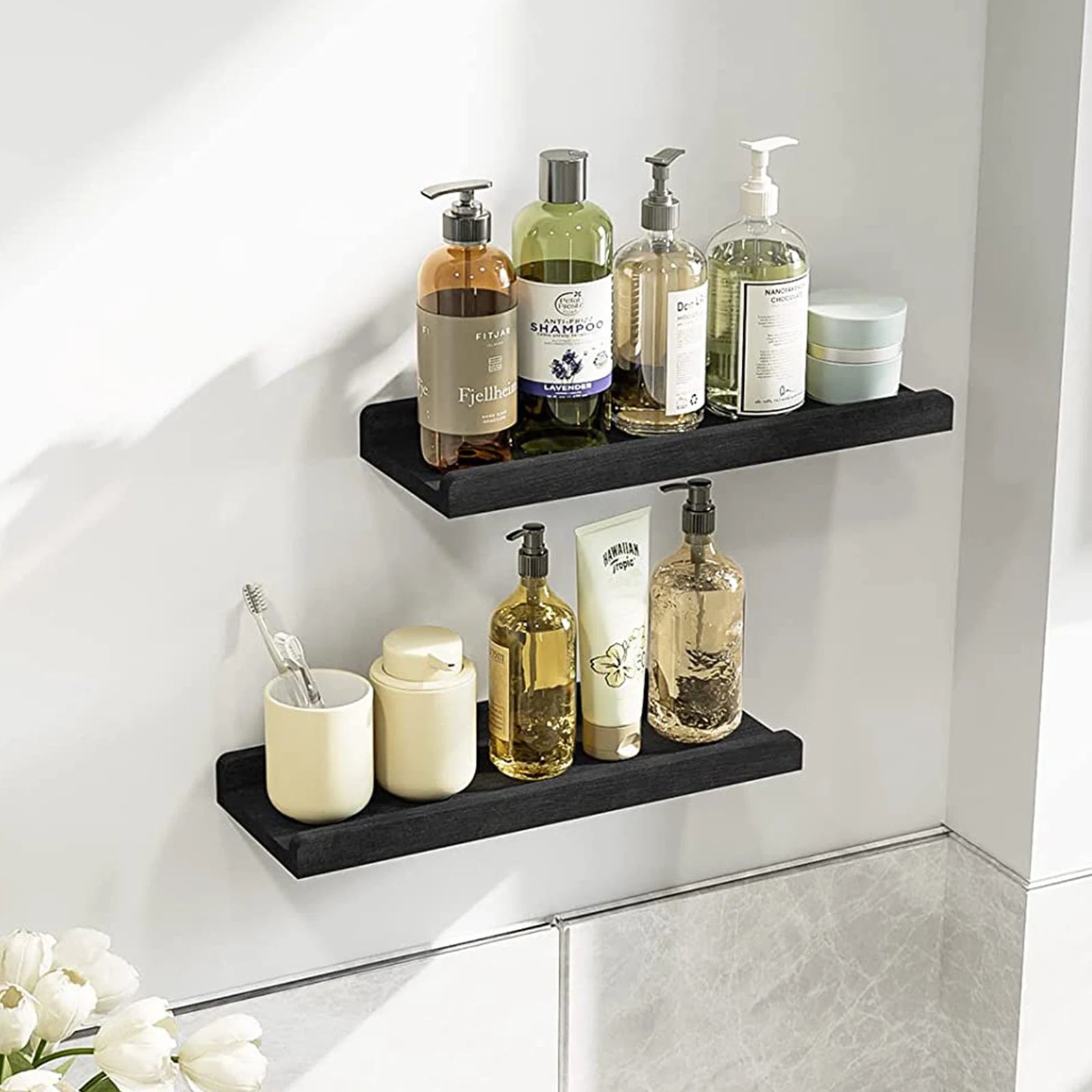 Rustic Wood Floating Shelves - Set of 2