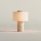 Retro Luxury Beside Lamp Natural Marble Table Fabric