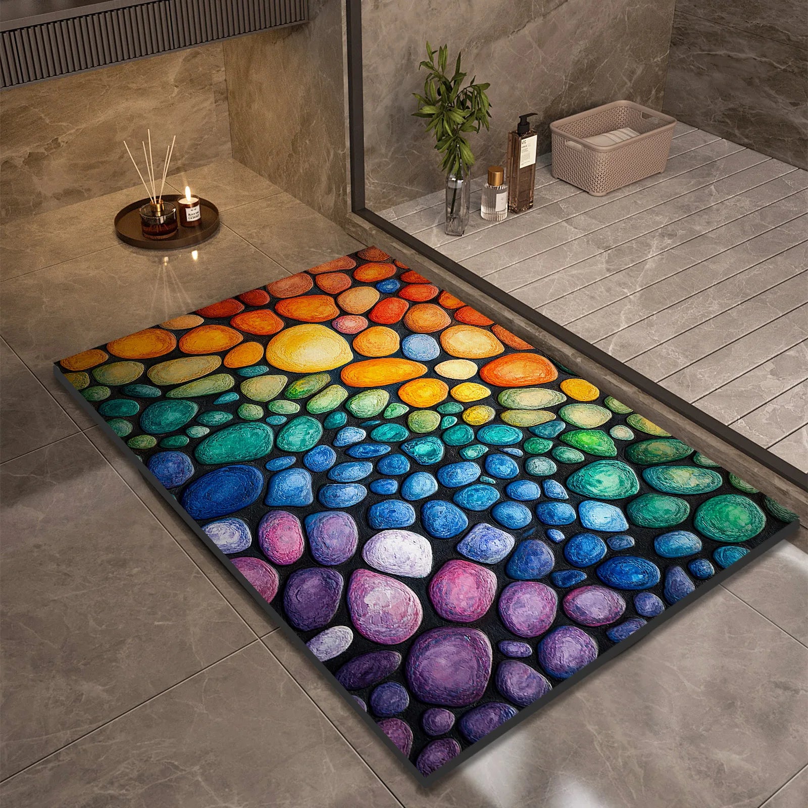 Stone Design Diatomite Bath Mat Bathroom Non-slip Shower Foot Mats Absorbent Quick Dry Toilet Rugs Carpet Doormat Washable