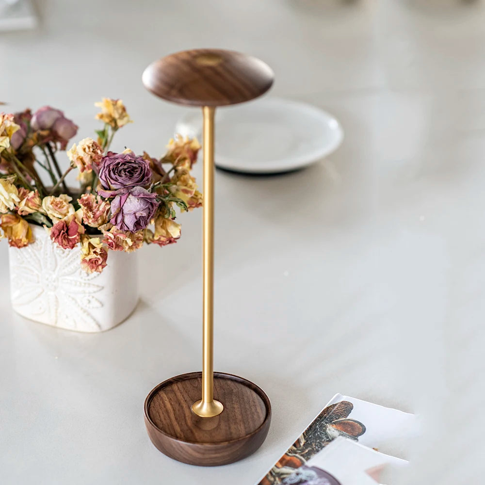 Walnut Wood Vintage Table Lamp