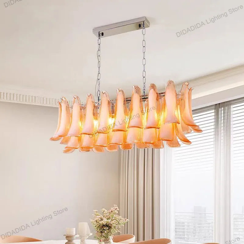 Murano-Style Multicolor Horseshoe Glass Pendant Light