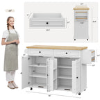 60-Inch Drop-Leaf Rolling Kitchen Island