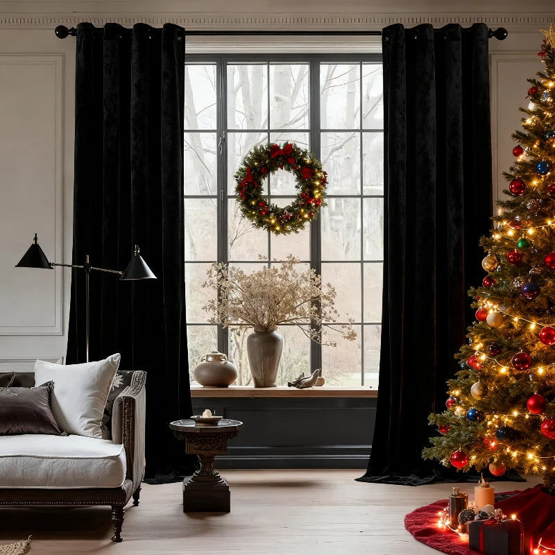 Black Semi-Blackout Window Curtains