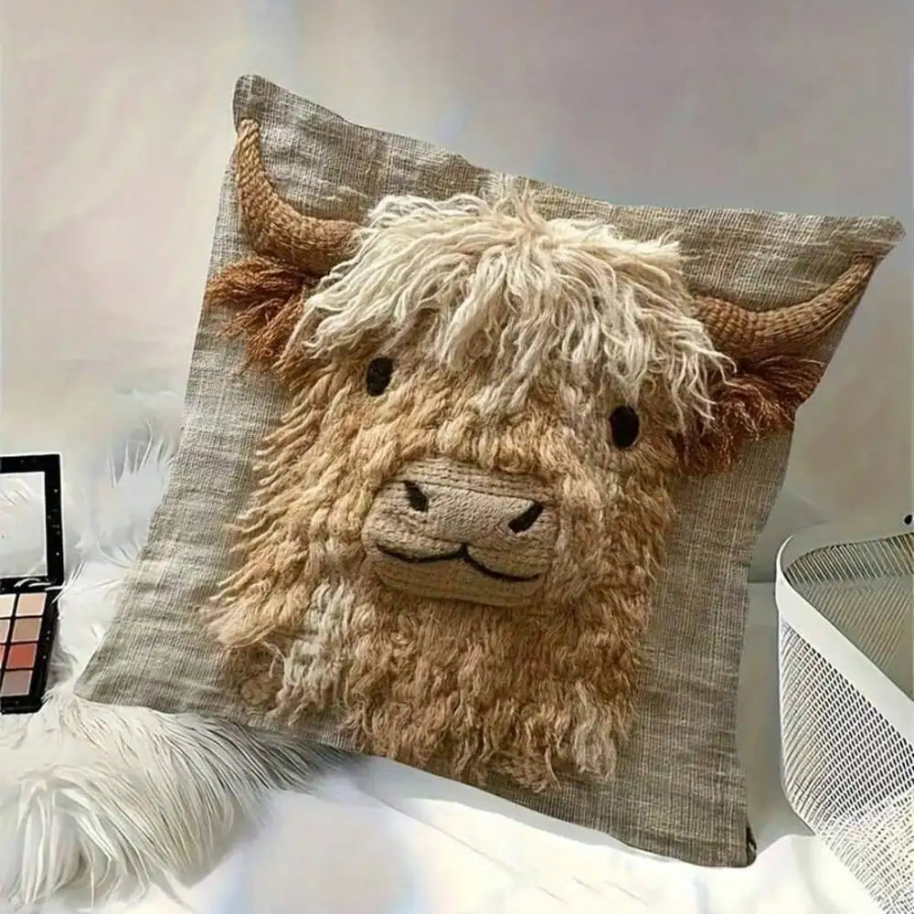 Highland Cow Throw Pillow Cover