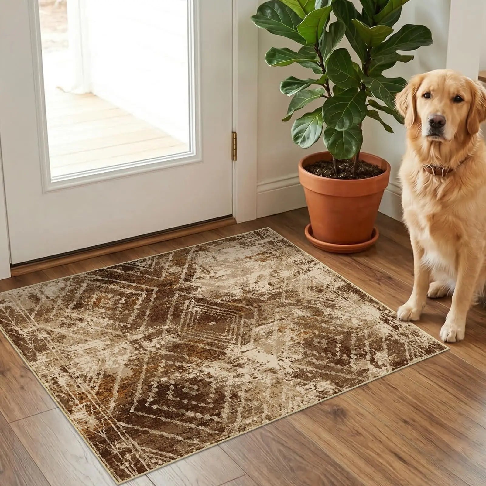 Southwestern Washable Area Rug