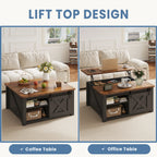 Lift-Top Square Coffee Table with Storage