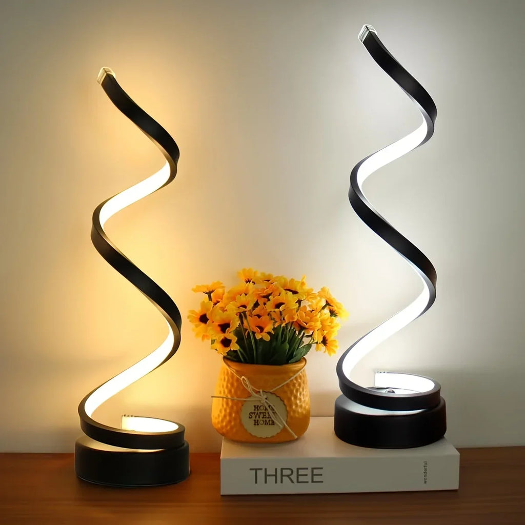 Spiral Motion-Sensor Dimmable LED Table Lamp