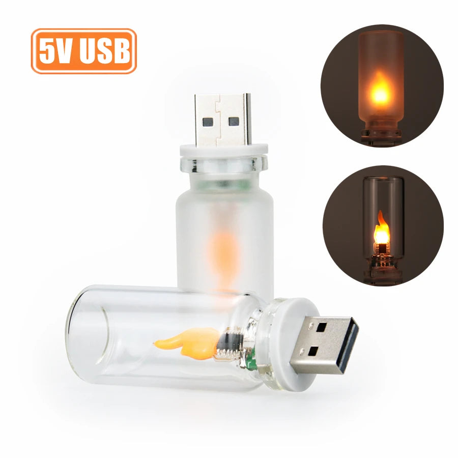 USB Flickering Glass Flame Light