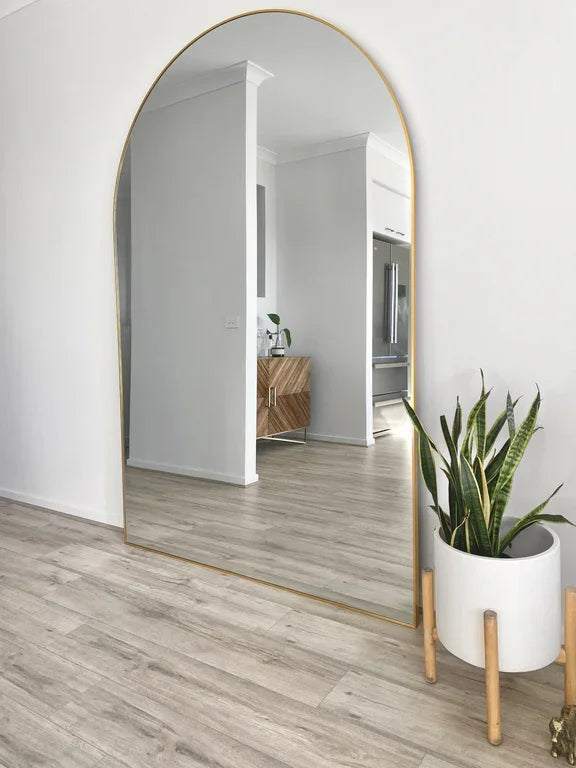 Minimalist Black Metal Arched Mirror