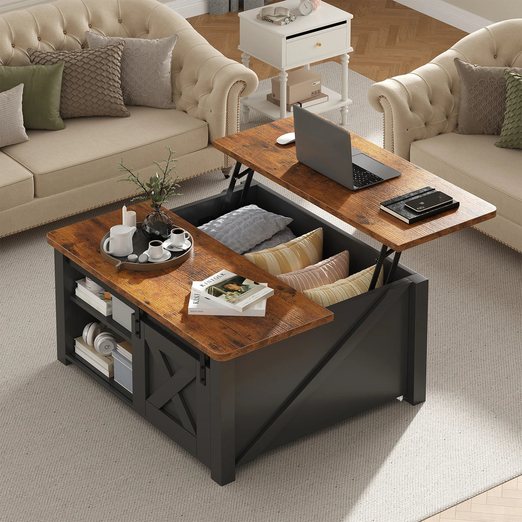 Lift-Top Square Coffee Table with Storage