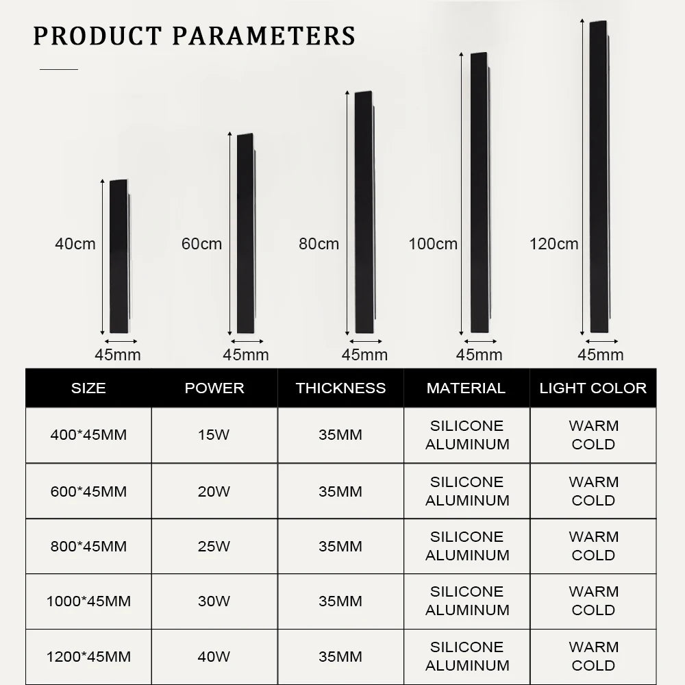 IP65 Long Waterproof Outdoor LED Wall Light