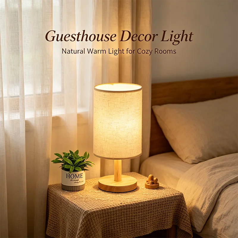 USB Dimmable Fabric Shade Table Lamp — detail view