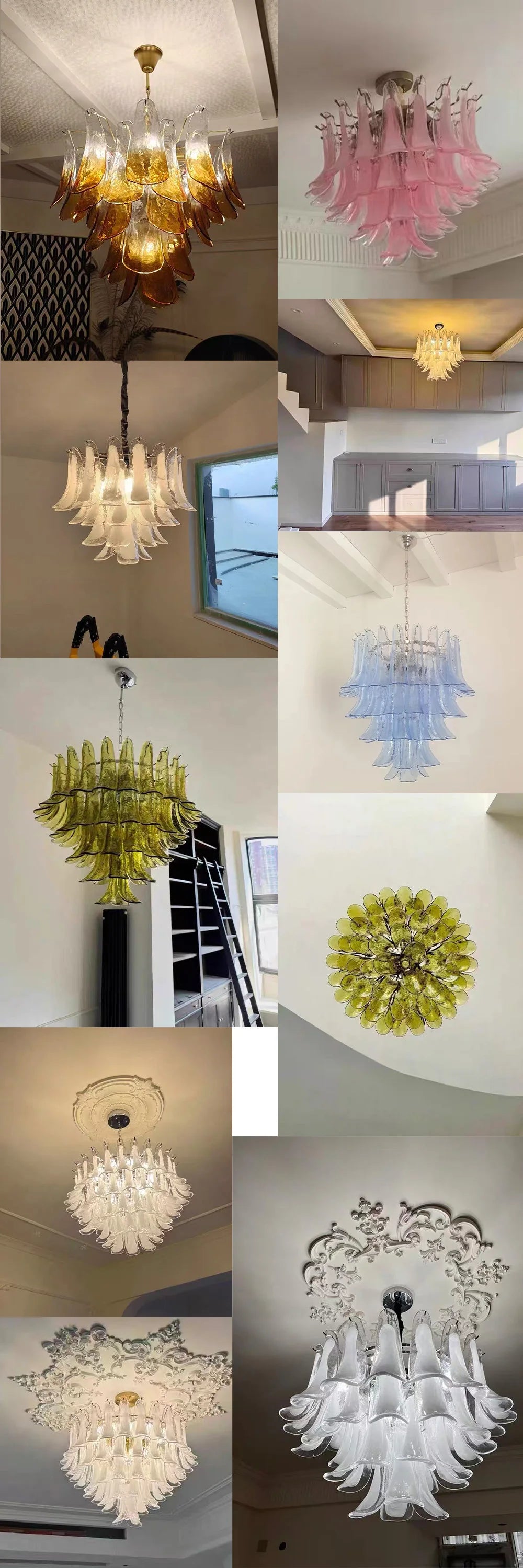 Murano-Style Multicolor Horseshoe Glass Pendant Light