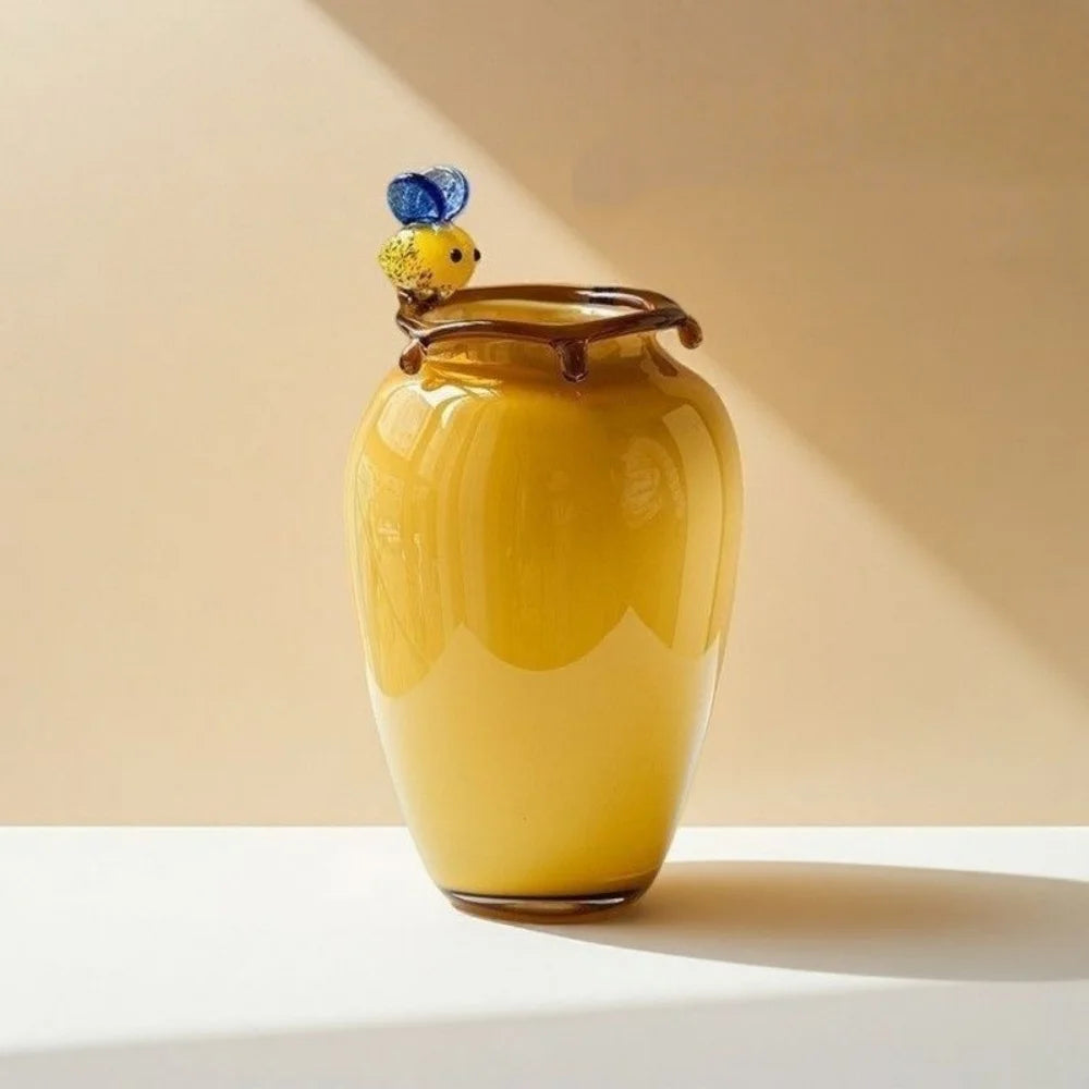 Bee Accent Glazed Glass Vase