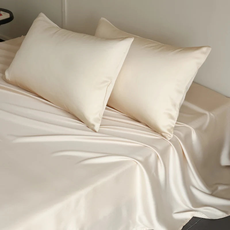 100% Silk Bed Sheet Set Luxury Mulberry Silk Bedding Sets Twin Full Double Queen King Size Fitted Sheet Flat Sheet Pillowcase