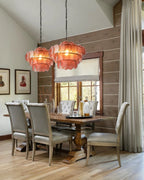 Green & Amber Cut-Glass LED Chandelier