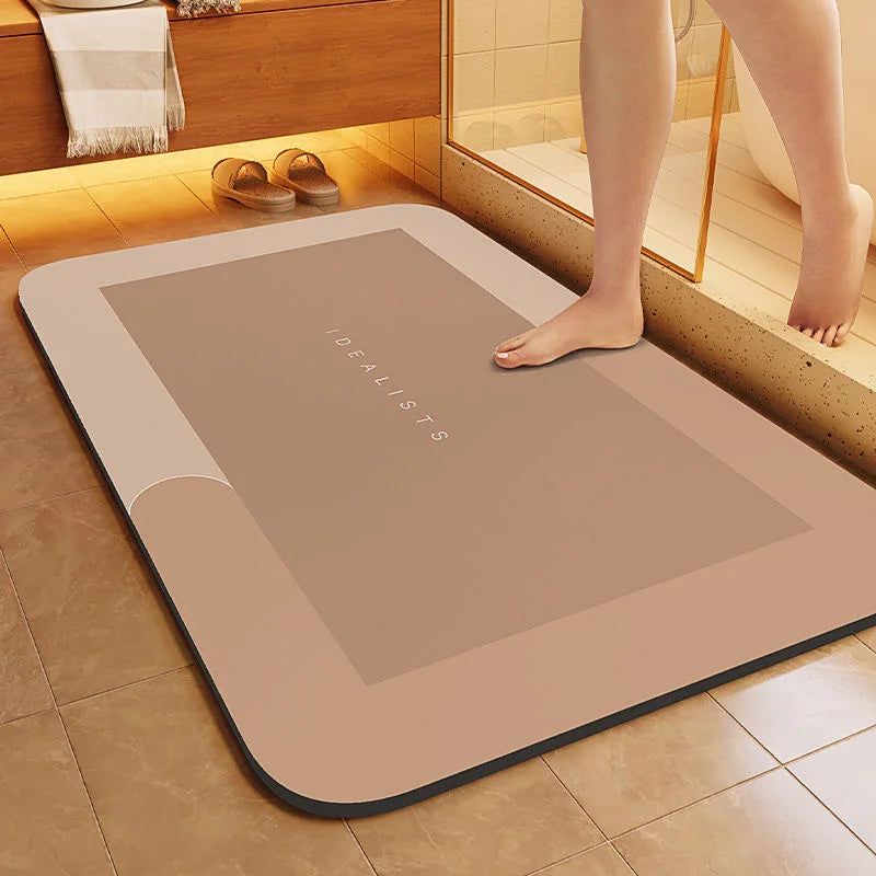 Minimalist Diatomite Bath Mat Quick-Dry Absorbent Non-Slip Door Mat Stain-Resistant & Durable Entryway Rug
