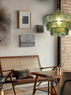 Green & Amber Cut-Glass LED Chandelier