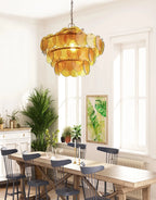 Green & Amber Cut-Glass LED Chandelier