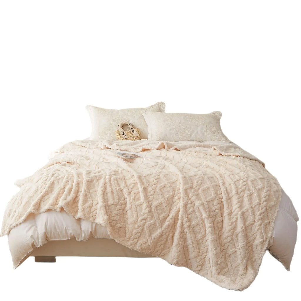 Plush Sherpa Travel Throw Blanket