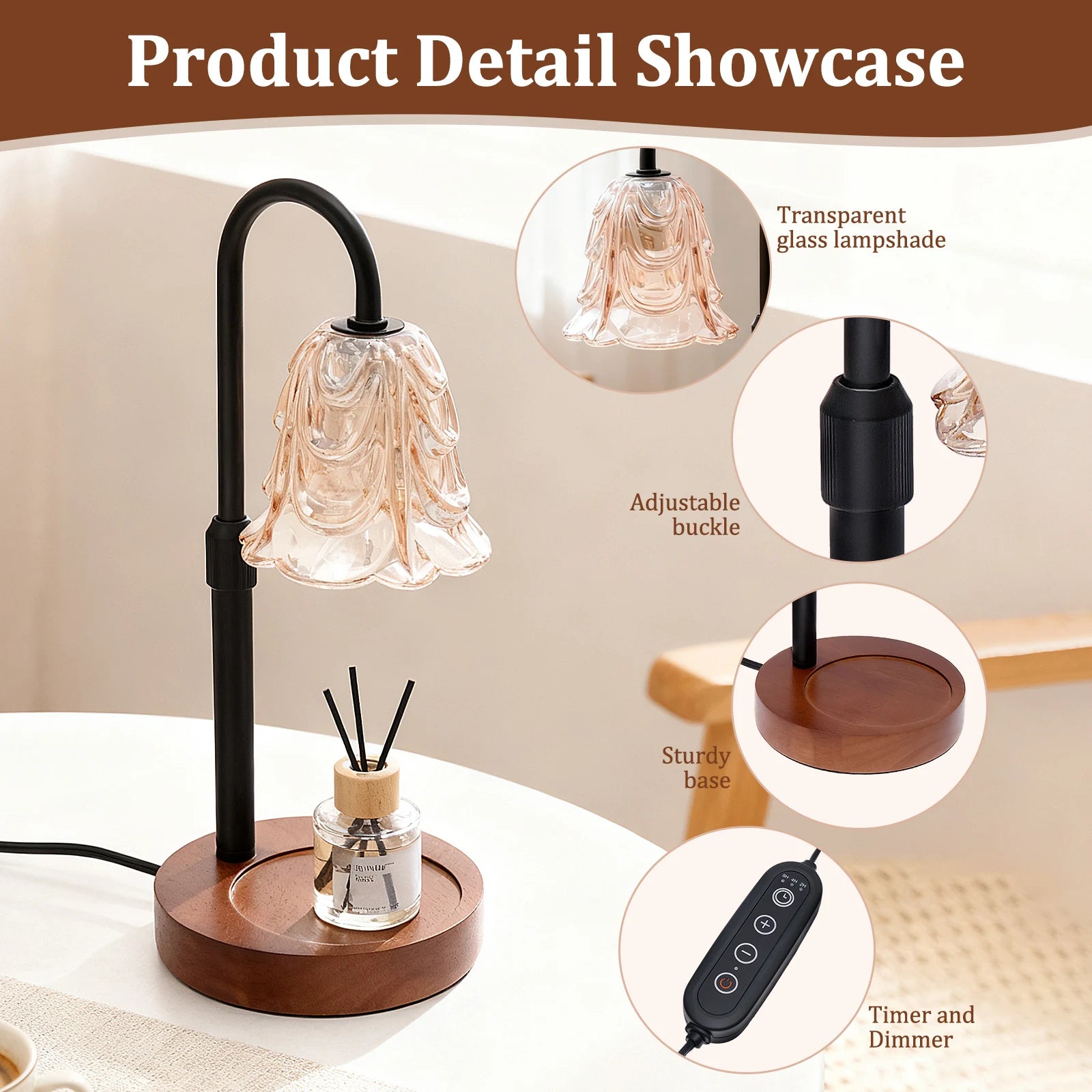 Floral Dimmable Candle Warmer Lamp