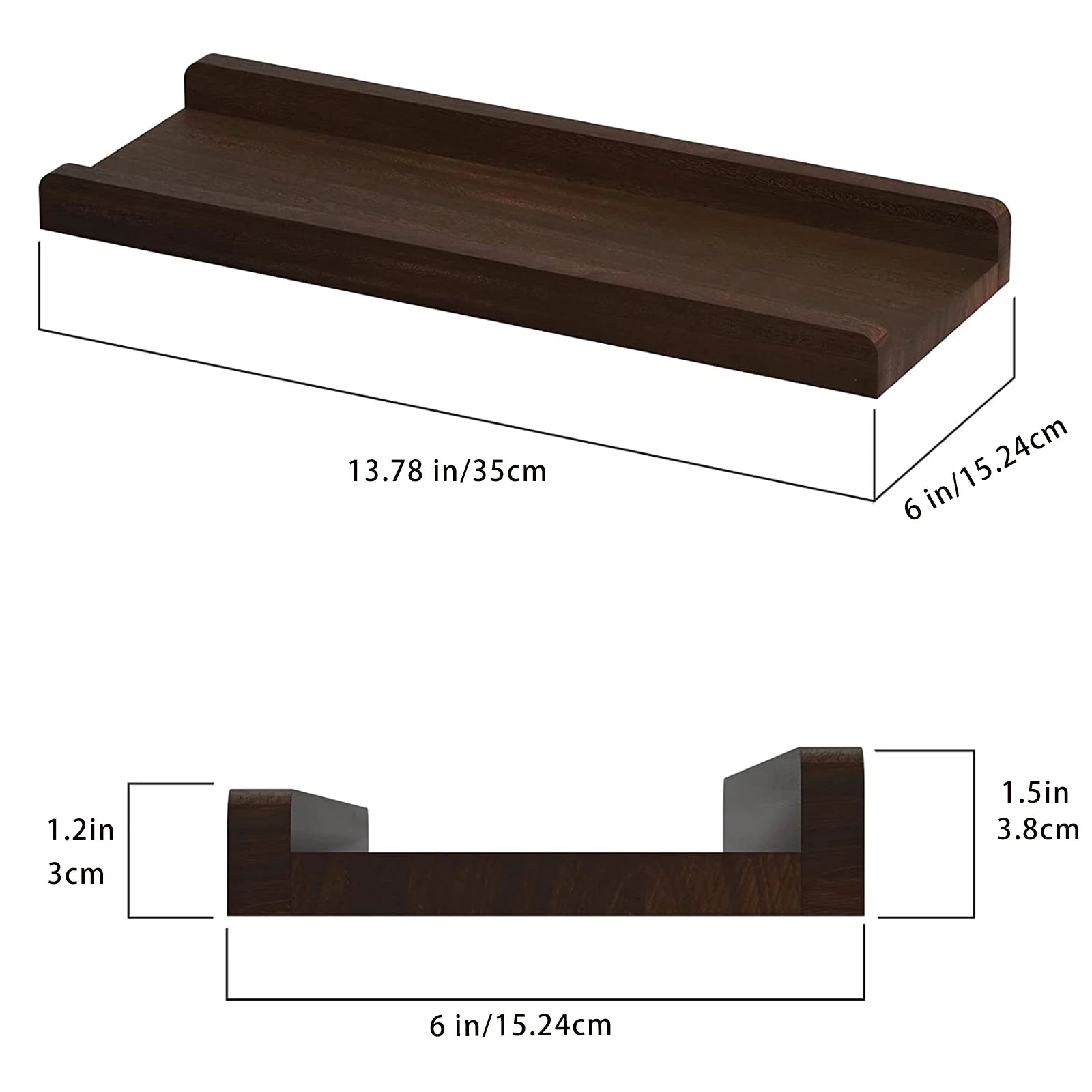 Rustic Wood Floating Shelves - Set of 2