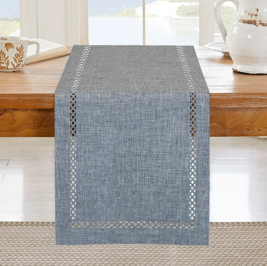 Modern Table Runner Linen Table Runner Washable Openwork Design Ideal for Holiday Party Decor,Dining Table,Restaurant, Christmas