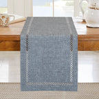 Modern Table Runner Linen Table Runner Washable Openwork Design Ideal for Holiday Party Decor,Dining Table,Restaurant, Christmas