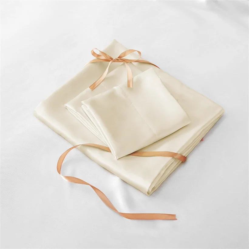Mulberry Silk Bedding Set Luxury Natural 100% Silk Duvet Cover Set Bed Sheet Pillowcase Single Double Bedsheet King Queen Size