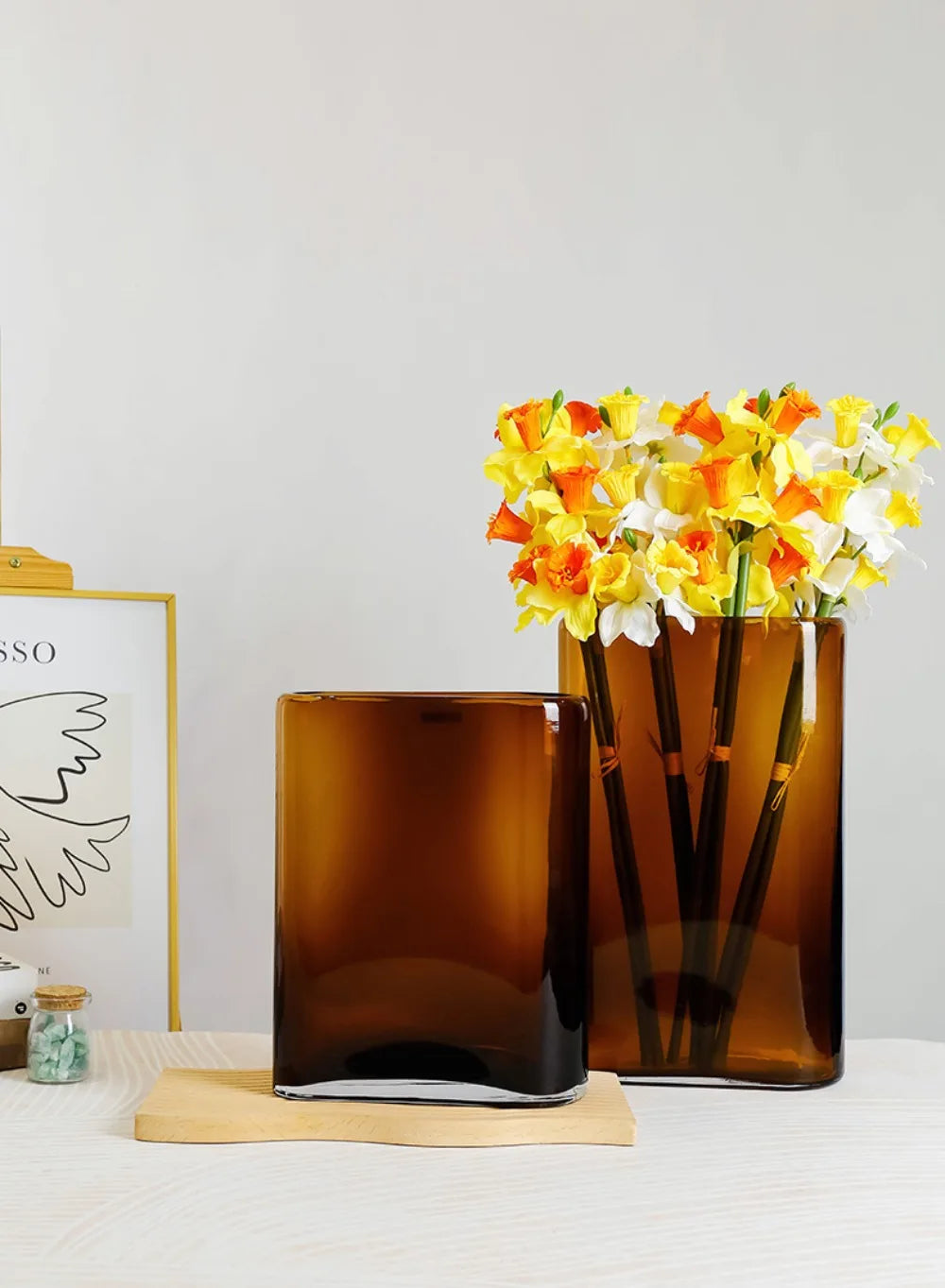 Amber Cylinder Glass Vase
